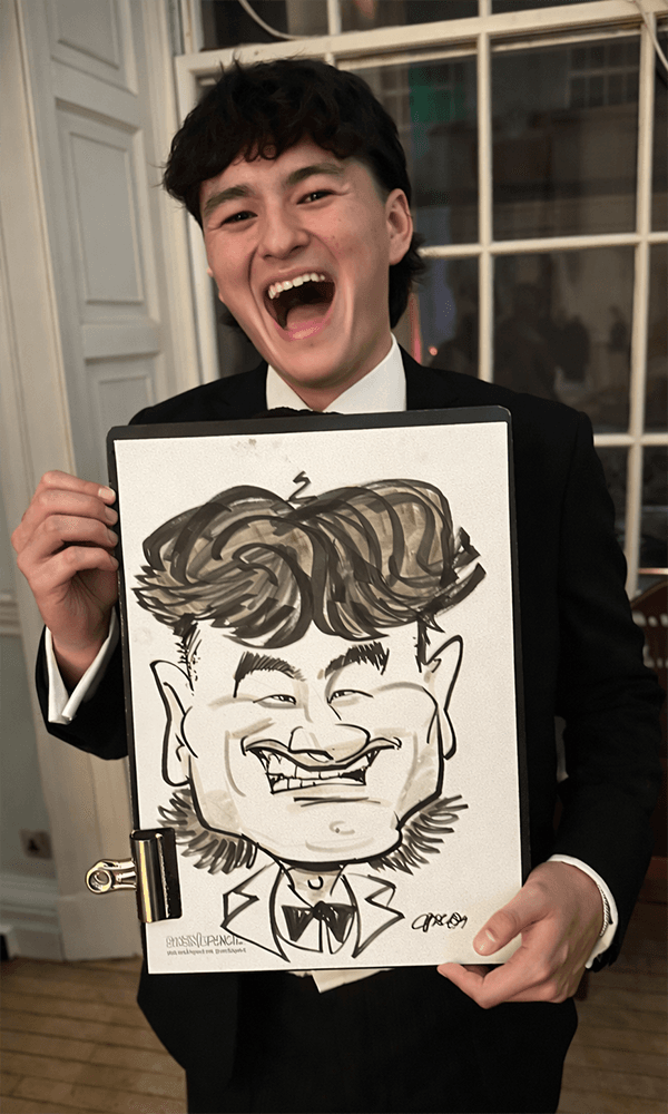 Student with caricature