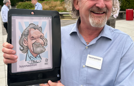 iPad caricatures at corporate summer party in London