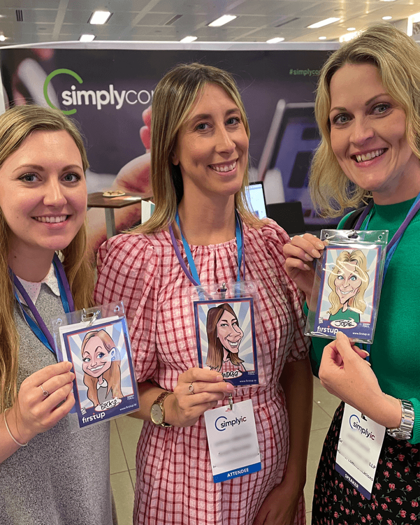 Three ladies and their digital caricature prints