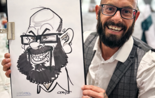 wedding reception caricature South Wales