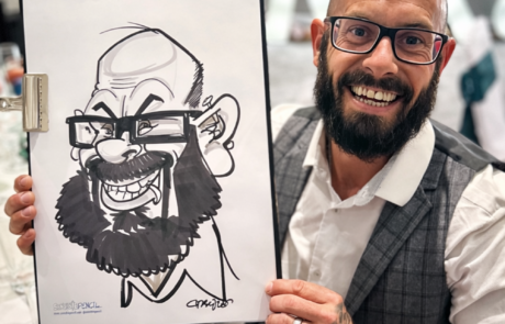wedding reception caricature South Wales