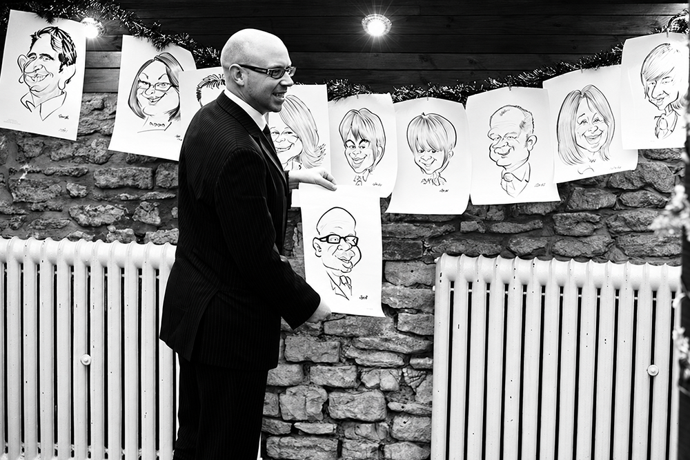 Caricature gallery at wedding