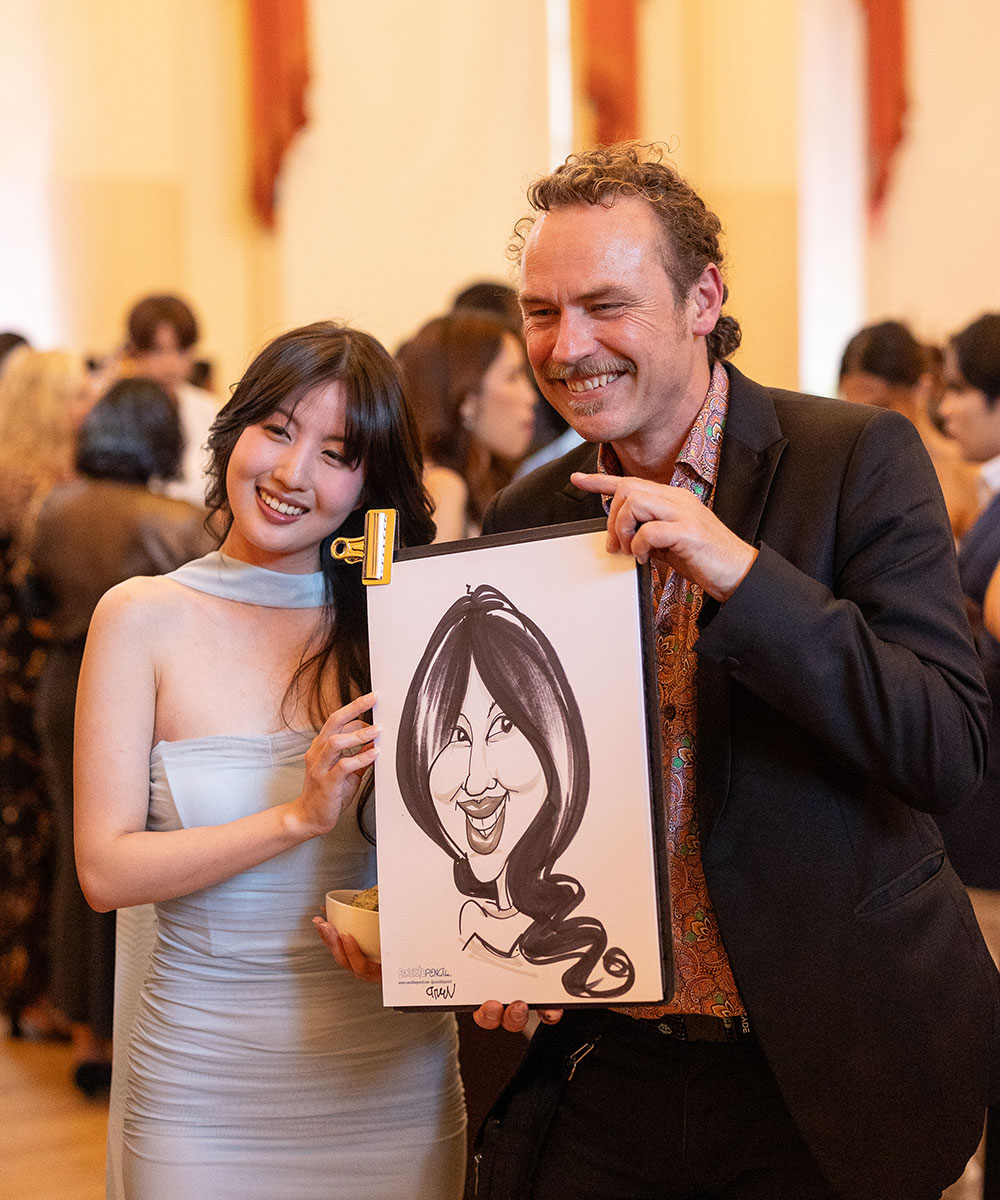 University graduation ball caricature UK