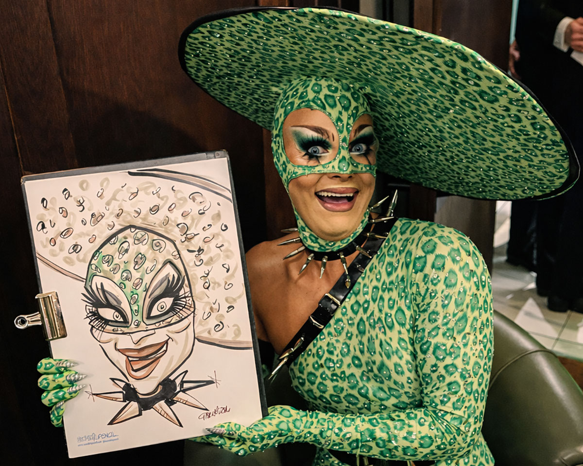 Drag artist with fun caricature