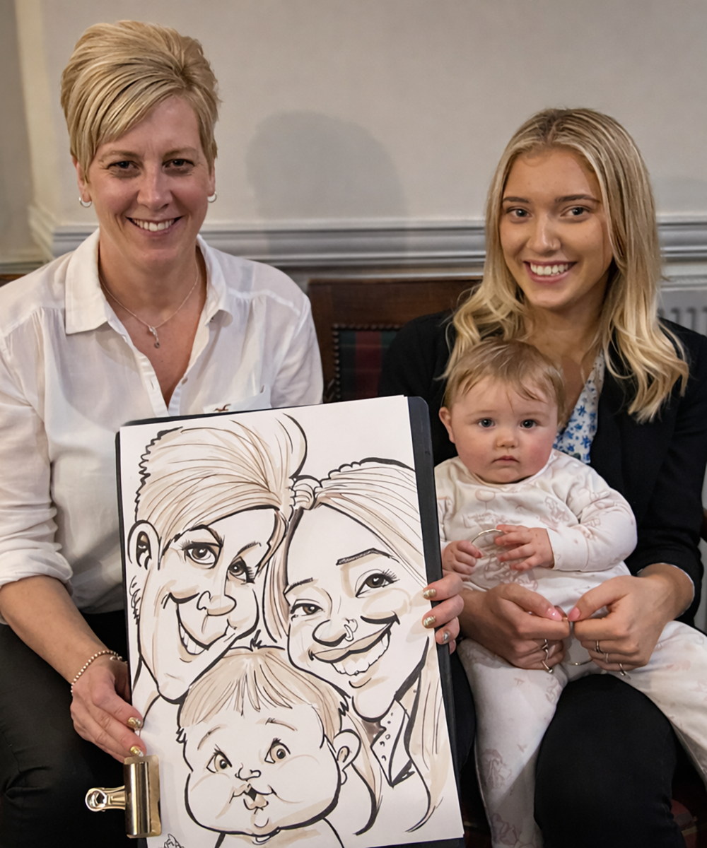 Family party caricature UK