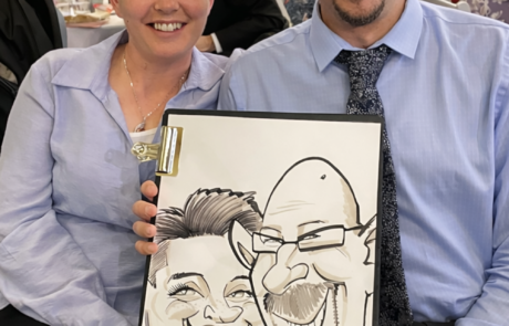 Couple with hand drawn wedding caricature
