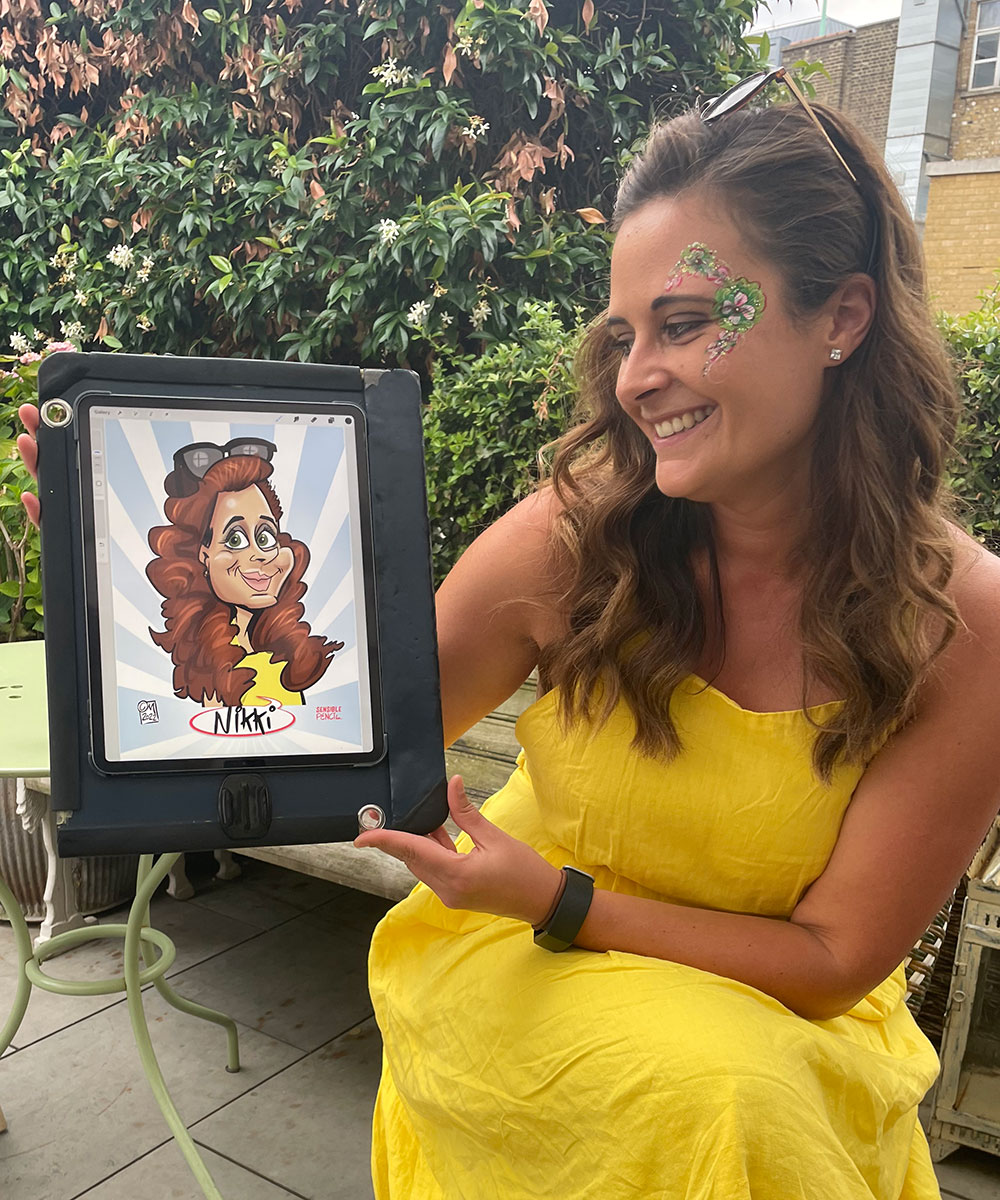 Summer party iPad caricature UK