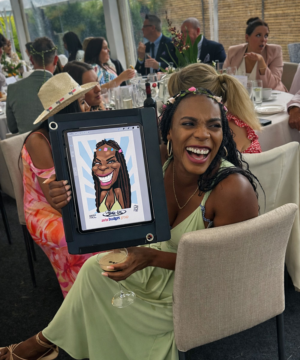 Lunch event caricature UK