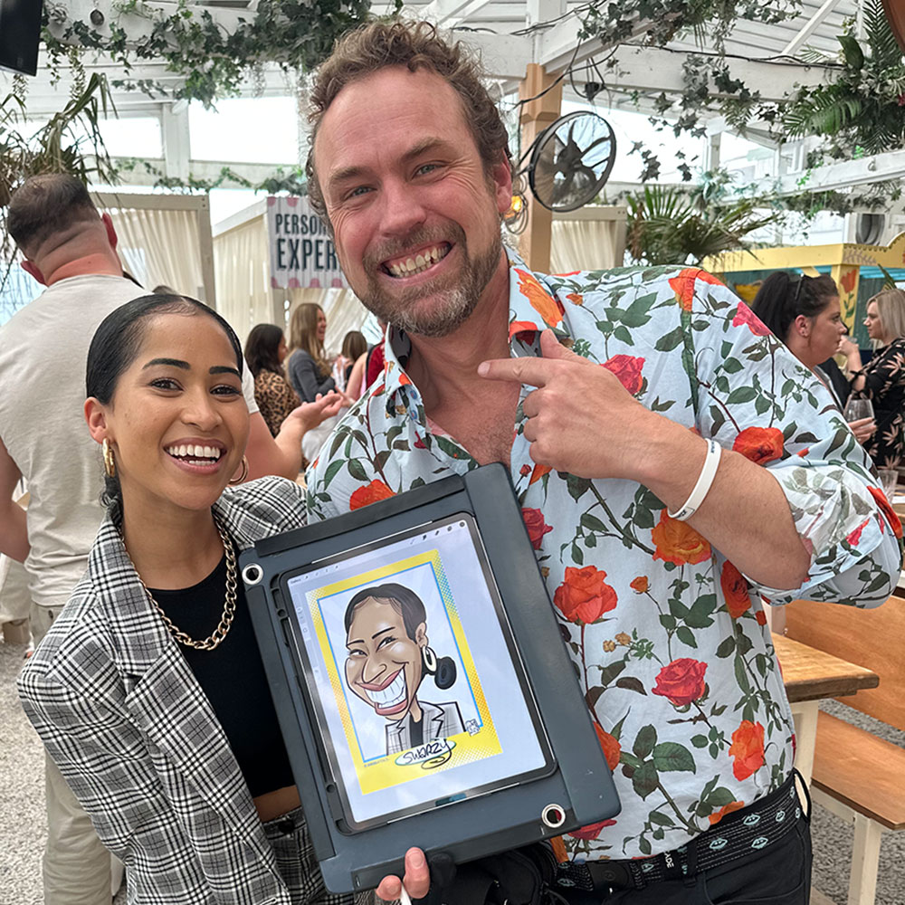 Sensible-Pencil-party-caricaturist-S Chrissy Marshall party caricaturist