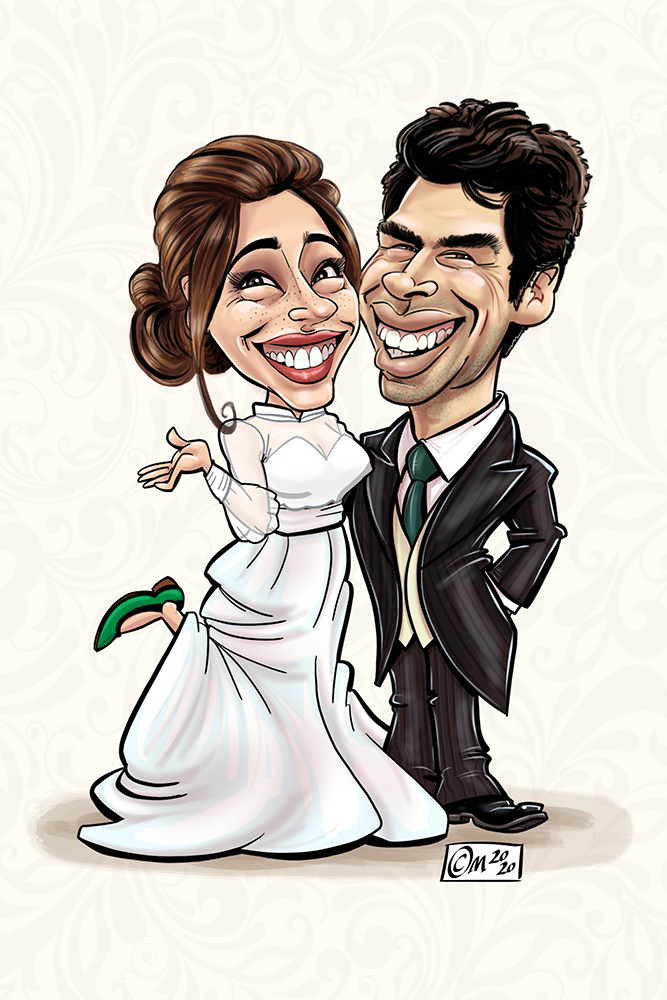Wedding couple caricature from photograph