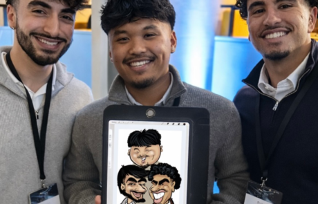 Corporate entertainment with roaming iPad caricaturist