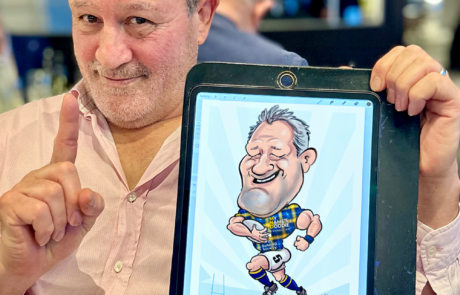 Entertainment for sponsored sports event with iPad caricaturist
